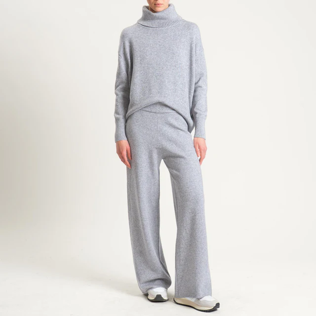 Zeroassoluto-Pantalone in maglia elastico in vita - perla