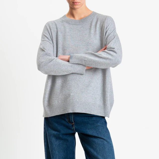 Zeroassoluto-Maglia girocollo scatola - perla